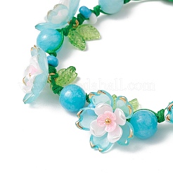 Floral Acrylic Beads Braided Bead Bracelets for Women&nbsp;BJEW-MZ00184-03