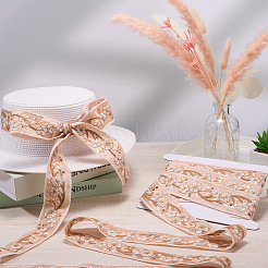5ヤードの刺繍ポリエステルリボン  洋服アクセサリー用  ロージーブラウン  1-3/4インチ（44mm）&nbsp;DIY-CY0001-82A