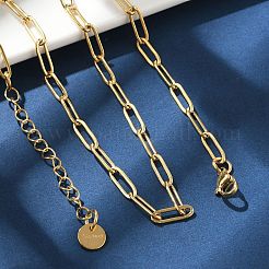 イオンプレーティング(IP) 304 ステンレススチール ペーパークリップ チェーン ネックレス  18KGP本金メッキ  16.34インチ（41.5cm）&nbsp;X-NJEW-D045-14G