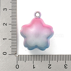 真鍮製ベルペンダント  桜の形  ライトブルー  25x21x16.5mm  穴：3mm&nbsp;LS-KK-B086-02D