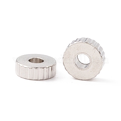 変色しない201ステンレス鋼の波形ビーズ  フラットラウンド  ステンレス鋼色  6x2mm  穴：2.2mm&nbsp;STAS-A057-02B-P