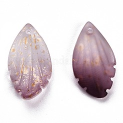 クリアガラスペンダント  金箔  花弁  ロージーブラウン  18x10x3mm  穴：1.2mm&nbsp;GLAA-H102-B11