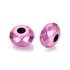 UVメッキ加工を施した虹色透明アクリル製ヨーロピアンビーズ  大きな穴ビーズロンデル  ショッキングピンク  15x8mm  穴：4.7mm&nbsp;OACR-E033-22-05
