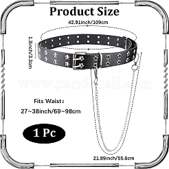 Gothic Alloy Chain Tassel Star Rivet PU Leather Waist Belts&nbsp;AJEW-WH20070-291B