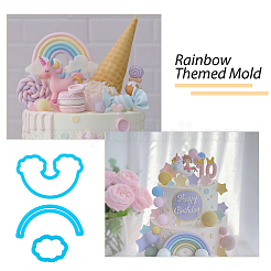 プラスチック製の虹と雲のフォンダンカッターセット  ケーキカップケーキ飾るツール  ペーストクッキー用ビスケットカッター  ディープスカイブルー  2.6~8x4~10.8x0.8cm  内径：3.6~9.6x0.3~6.8のCM  9個/セット  1セット/ボックス&nbsp;DIY-FH0006-07