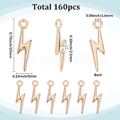 合金製稲妻ペンダント4セット  ライトゴールド  20x6x2.5mm  穴：1.6mm  40個/セット&nbsp;FIND-SC0017-54