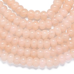 天然石マレーシアジェイドビーズ連売り  染め＆加熱  ロンデル  桃パフ  6~6.5x3.8~4.5mm  穴：0.9~1mm  約92~94個/連  14.96''~15.35''（38~39センチメートル）&nbsp;G-B165-G01-4x6mm-10