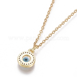 Brass Micro Pave Cubic Zirconia Pendant Necklaces&nbsp;NJEW-F274-04G