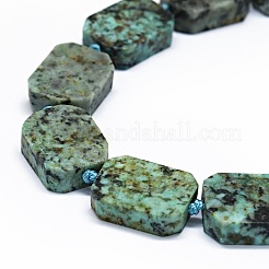 天然アフリカンターコイズ（ジャスパー）ビーズ連売り  艶消し  長方形  14~17x11~13x5~6mm  穴：1mm  約21~23個/連  15.75~16.14インチ（40~41cm）&nbsp;G-F725-01