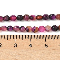 天然石瑪瑙ビーズ連売り  多面カット  ラウンド  染め＆加熱  パープル  4mm  穴：0.8mm  約88~94個/連  14.5インチ&nbsp;X-G-H302-A01-10