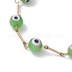 Lampwork Evil Eye Link Chain Bracelets&nbsp;BJEW-JB10045-05