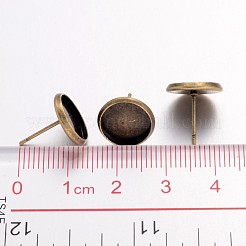 アイアン製スタッドピアスパーツ  フラットラウンド  ニッケルフリー  アンティークブロンズ  12mm  トレイ：10mm  ピン：1mm&nbsp;X-IFIN-Q103-B-NF
