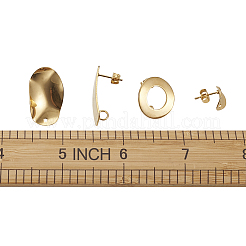 304ステンレススチールスタッドピアス金具  ピアスキャッチとカン付き  混合図形  ゴールドカラー  24個/セット&nbsp;STAS-TA0004-29