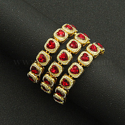 Alloy Crystal Rhinestone & Heart Glass Square Link Chain Tennis Necklaces&nbsp;FS-WG8A429-01
