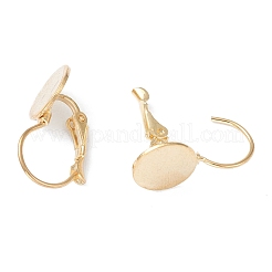 304ステンレススチールフレンチフックピアス金具  カボションカットのフラットラウンドセッティング付き  18KGP本金メッキ  20.5x10x11mm  ピン：0.8mm&nbsp;X-KK-H152-08A-G