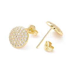 Clear Cubic Zirconia Flat Round Stud Earrings&nbsp;EJEW-P196-08G