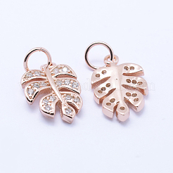 Brass Micro Pave Cubic Zirconia Charms&nbsp;KK-P133-04RG-NR