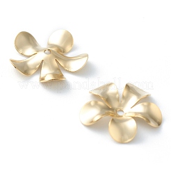 304ステンレススチールビーズキャップ  5花びら  花  ゴールドカラー  15x14.5x2.4mm  穴：1.2mm&nbsp;STAS-H149-25G