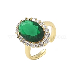 Brass Micro Pave Cubic Zirconia Cuff Open Rings for Women&nbsp;RJEW-L343-17G-08
