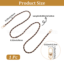 合成皮革とアルミチェーンのバッグハンドル1個  バッグストラップ  コーヒー  1190x8x5mm&nbsp;AJEW-CL0001-27D