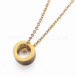 304ステンレススチールペンダントネックレス  エナメル  リング  ゴールドカラー  15.74インチ（40cm）  ペンダント：8x5mm&nbsp;NJEW-H459-15G