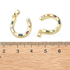 真鍮製マイクロパヴェキュービックジルコニアペンダント  アーチチャーム  18KGP本金メッキ  18.5x16x2mm  穴：5x2.6mm&nbsp;KK-H254-08G