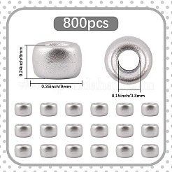 スプレー塗装プラスチックビーズ800個  バレル  銀メッキ  9x6mm  穴：3.8mm&nbsp;KY-SP0001-55A