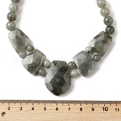 天然ラブラドライトのファセットビブグラデーションビーズネックレス（女性用）  ステンレス製のロブスター留め金付き  ステンレス鋼色  19.09インチ（48.5cm）&nbsp;NJEW-B128-01P