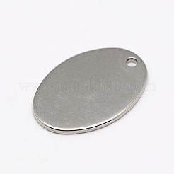 変色防止 201 ステンレススチール スタンピングブランク フラットオーバルペンダント  ステンレス鋼色  18x12x1mm  穴：1mm&nbsp;STAS-M037-06