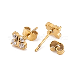Butterfly 304 Stainless Steel Micro Pave Cubic Zirconia Stud Earrings for Women&nbsp;EJEW-E311-04G
