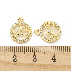 Mother's Day Brass Micro Pave Clear Cubic Zirconia Pendants&nbsp;KK-Z044-12G