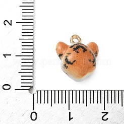 合金エナメルチャーム  ゴールドカラー  虎  14x13x9mm  穴：1.5mm&nbsp;ENAM-F156-04G-04