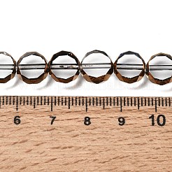 電気メッキ透明ガラスビーズ連売り  フラットラウンド  多面カット  カラフル  9.5x4.5mm  穴：1.2mm  約43個/連  15.55''（39.5センチメートル）&nbsp;GL-CBA98F0-06C-06
