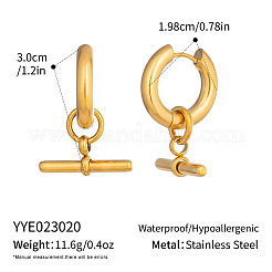 304 Stainless Steel T Bar Hoop Earrings for Women&nbsp;KZ0220-1