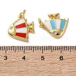 Brass Micro Pave Clear Cubic Zirconia Pendants&nbsp;KK-D221-25G