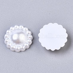 ABSプラスチックパール調カボション  花  ホワイト  11x3.5mm  約1000個/袋&nbsp;SACR-R859-Z9