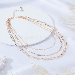 1Pc Alloy Paperclip Chain Double Layer Necklaces for Women&nbsp;NJEW-LP0006-02G