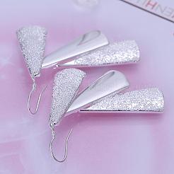 Silver Color Plated Textured Brass Triangle Dangle Earrings&nbsp;EJEW-BB11934
