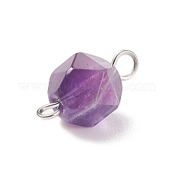 Faceted Natural Mixed Stone Connector Charms&nbsp;PALLOY-JF01693