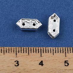 真鍮クリスタルラインストーンスペーサーバー  2穴  六角  銀  11x2.5x4.5mm  穴：0.9mm&nbsp;RB-T019-01B-S