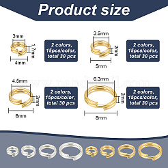 120Pcs 8 Styles Brass Split Rings&nbsp;KK-BC0012-98
