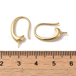 ラックメッキ真鍮製ピアスフック  片穴ビーズ用イヤーワイヤー  ニッケルフリー  長持ちメッキ  14KGP本金メッキ  20ゲージ  19x3mm  ピン：0.8mm&nbsp;KK-G480-09LG