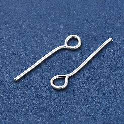 真鍮製アイピン  鉛フリー＆カドミウムフリー  925銀メッキ  15x3x0.7mm  穴：1.8mm&nbsp;KK-H502-02B-S