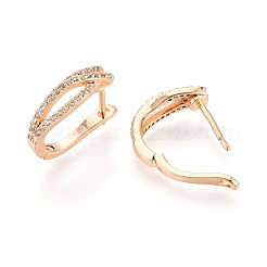 Brass Micro Pave Cubic Zirconia Stick Hoop Earrings&nbsp;EJEW-T048-34G