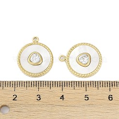 天然石シェルペンダント  イオンプレーティング（IP）304ステンレススチールフラットラウンドチャーム  手動研磨  18KGP本金メッキ  18.5x16.5x3mm  穴：1.6mm&nbsp;STAS-P366-20G