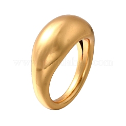 304ステンレススチール指輪  ゴールドカラー  10.5~12mm  内径：18mm&nbsp;RJEW-H244-09G