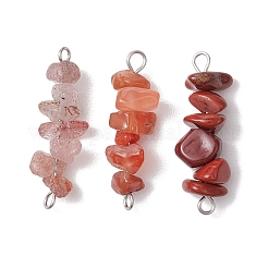 30Pcs 30 Styles 304 Mixed Gemstone Chip Beaded Connector Charms&nbsp;PALLOY-JF02873-02