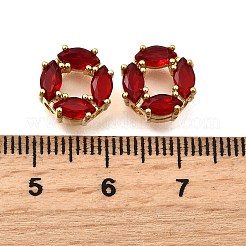 真鍮製マイクロパヴェキュービックジルコニアビーズ  花  18KGP本金メッキ  ミックスカラー  10x5.5mm  穴：1.8mm&nbsp;KK-F913-02G