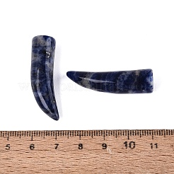 天然石ソーダライトペンダント  牛角のお守り  35~38x10~14x10~11mm  穴：1.2~1.5mm&nbsp;G-Q602-10D