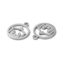 変色しない304ステンレススチールチャーム  手動研磨  キリスト降誕のシーン  ステンレス鋼色  14.5x12x1mm  穴：1.6mm&nbsp;STAS-Q303-08P